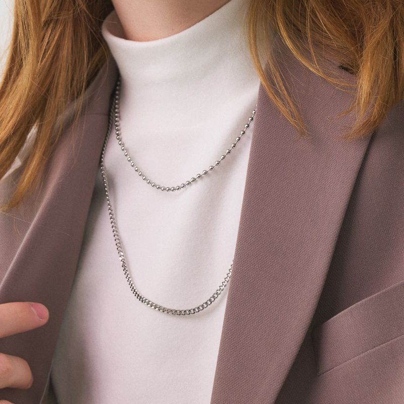 [Two-line set] Surgical steel necklace_CLEF TWO TONE NEC