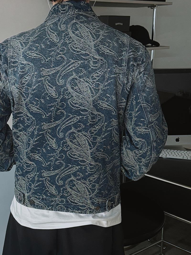 ASCLO Jacquard Denim Zipper Jacket (2color)