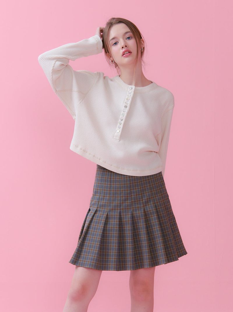 WAFFLE CROP T-SHIRT_CREAM