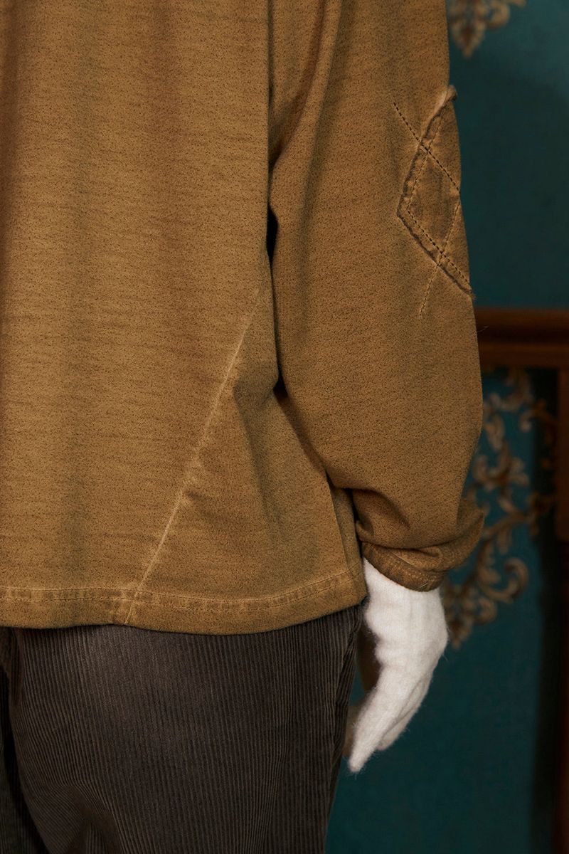 DYED ARGYLE LONG SLEEVE T SHIRT / OLIVE