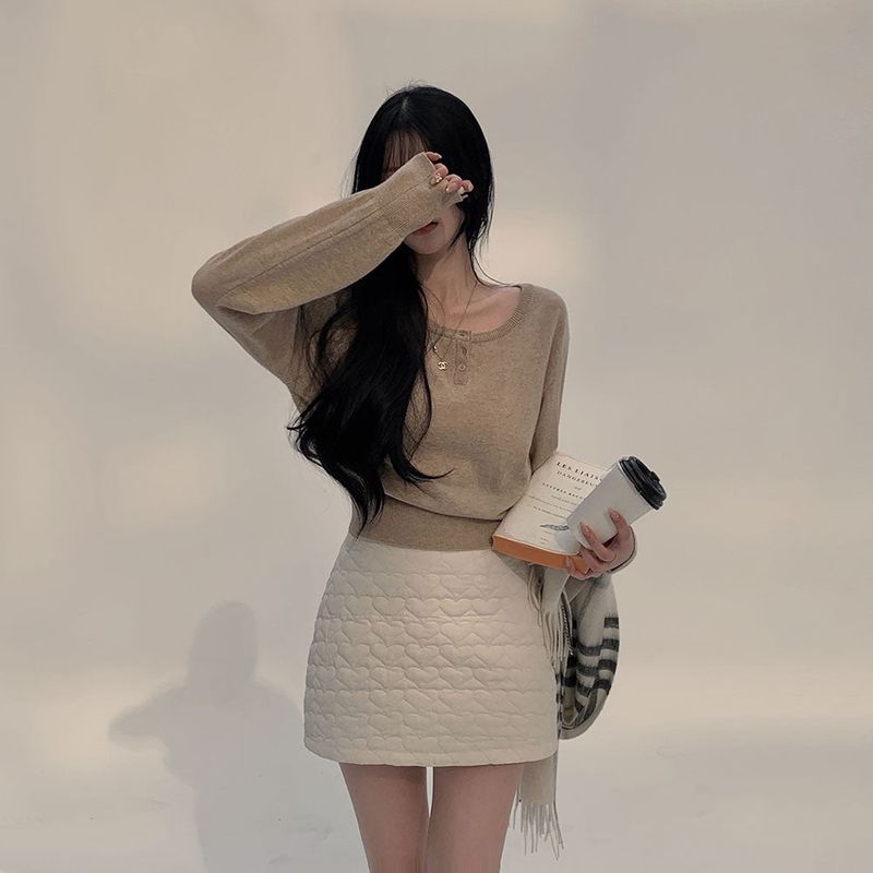 [BELLIDE MADE] Soft button long-sleeve knitwear
