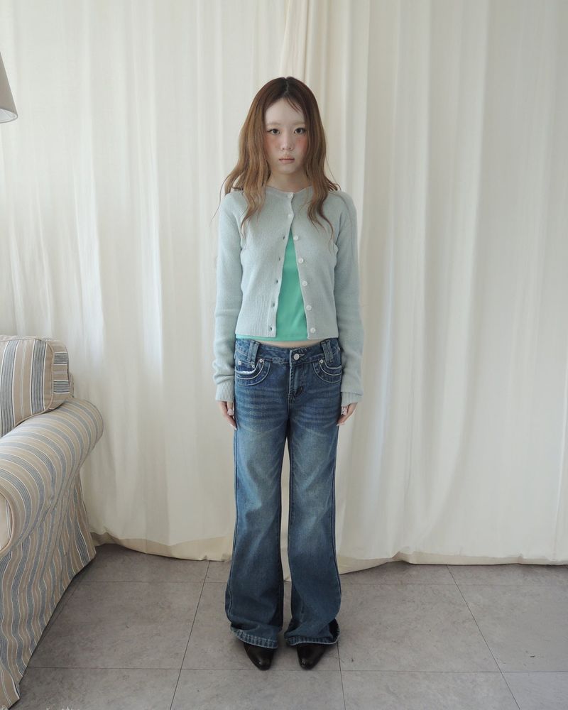 STITCH BOOTCUT DENIM PANTS