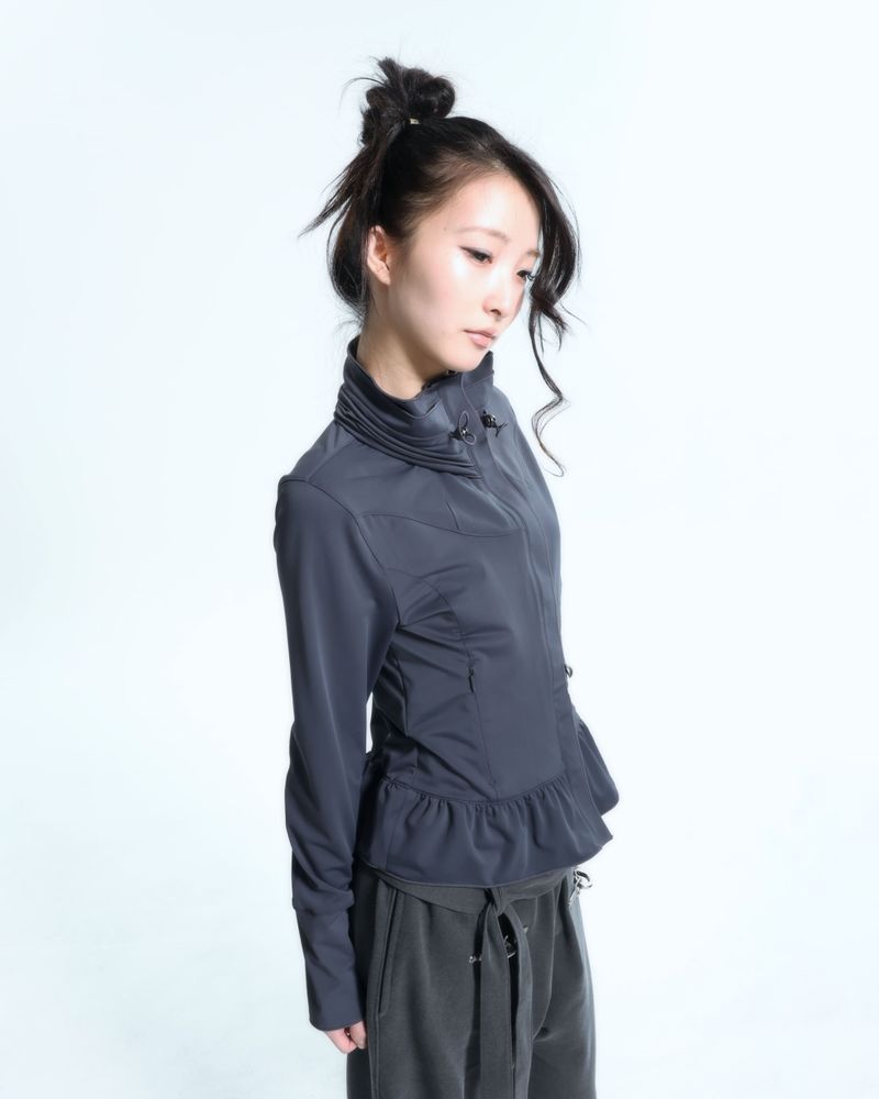 Ruffle Two Way zip-up - Ash