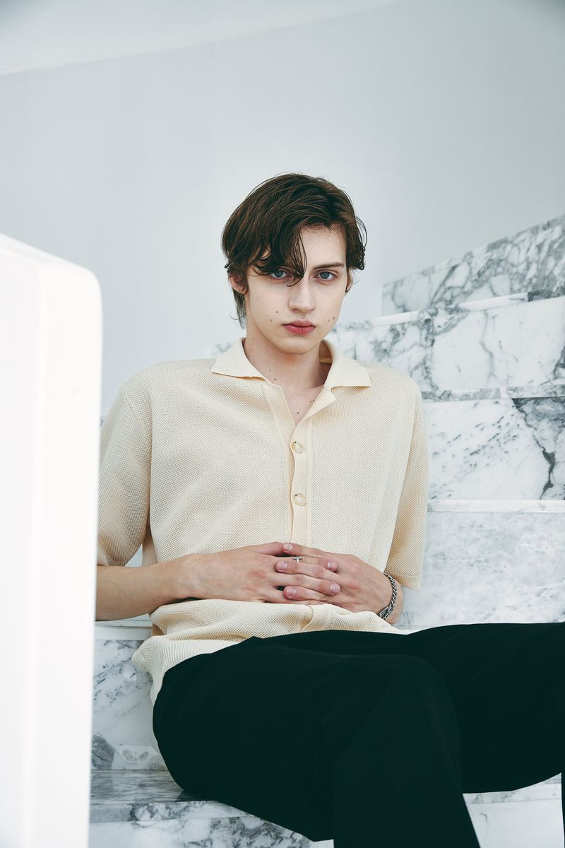 BUTTON UP HALF SLEEVE PIQUE CARDIGAN CREAM