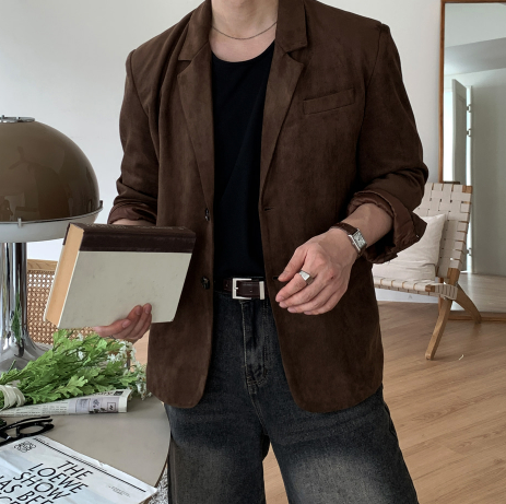 Look Hour Vintage Suede Overfit Blazer Jacket