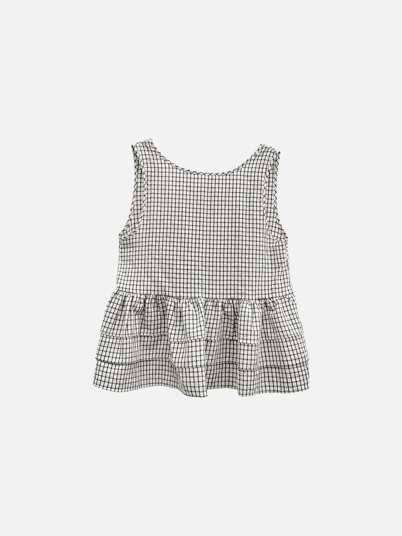Mori Check Frill 2-Way Blouse (2c)