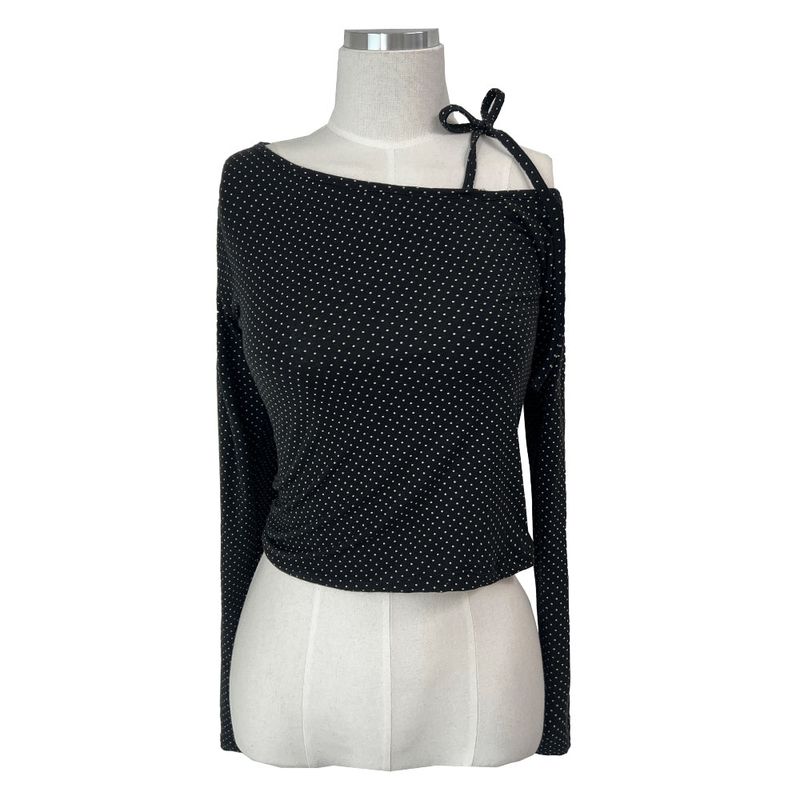 Mini Dot One Shoulder Long Sleeve Tee (4 Colors)