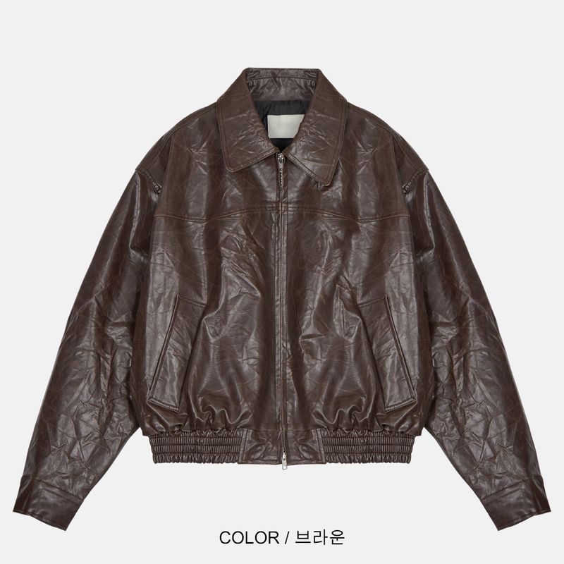 Chelo Wrinkled Leather Jacket (2color)