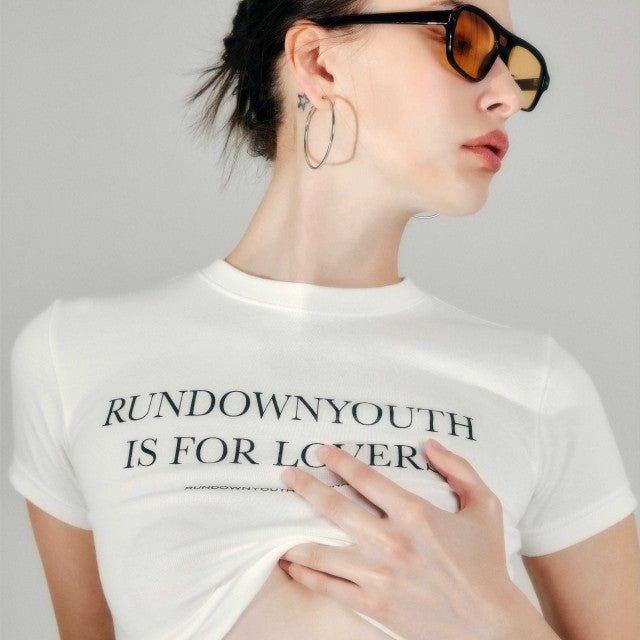 Rundownyouth(ランダウンユース)の「Baby Crop Tee for all 'LOVERS' Off White(Tops)」
