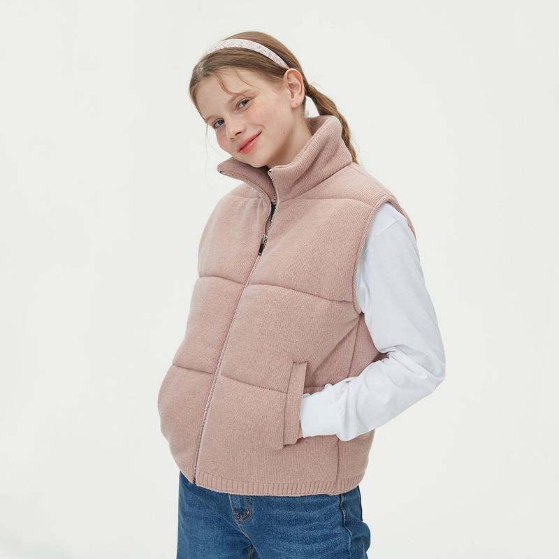 WARM PUFFER KNIT PADDING VEST_PINK