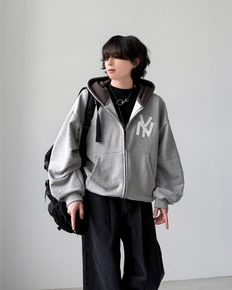Applique Crop Hood Zip-Up