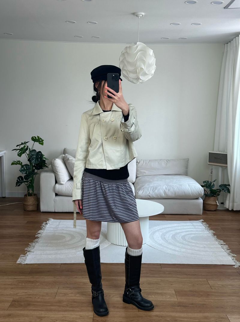 stripe flare mini skirt
