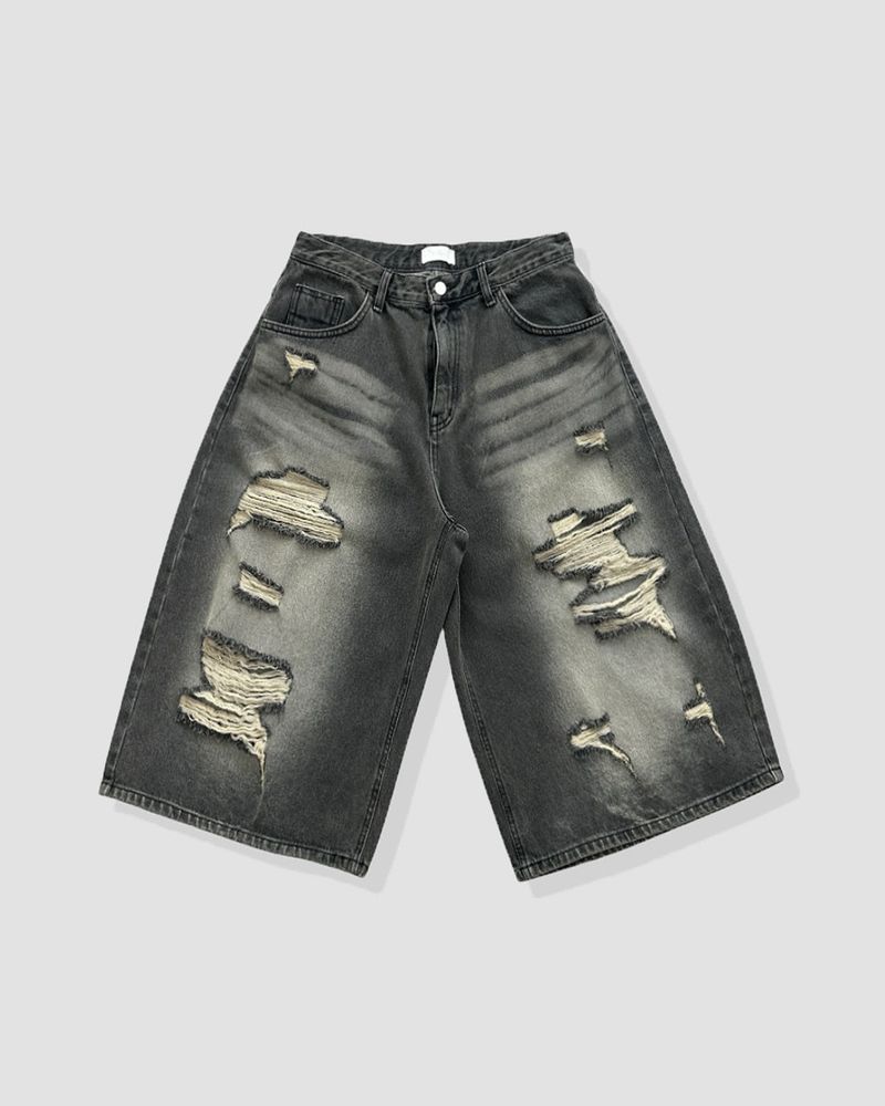 Level-Distressed Bermuda Denim Shorts