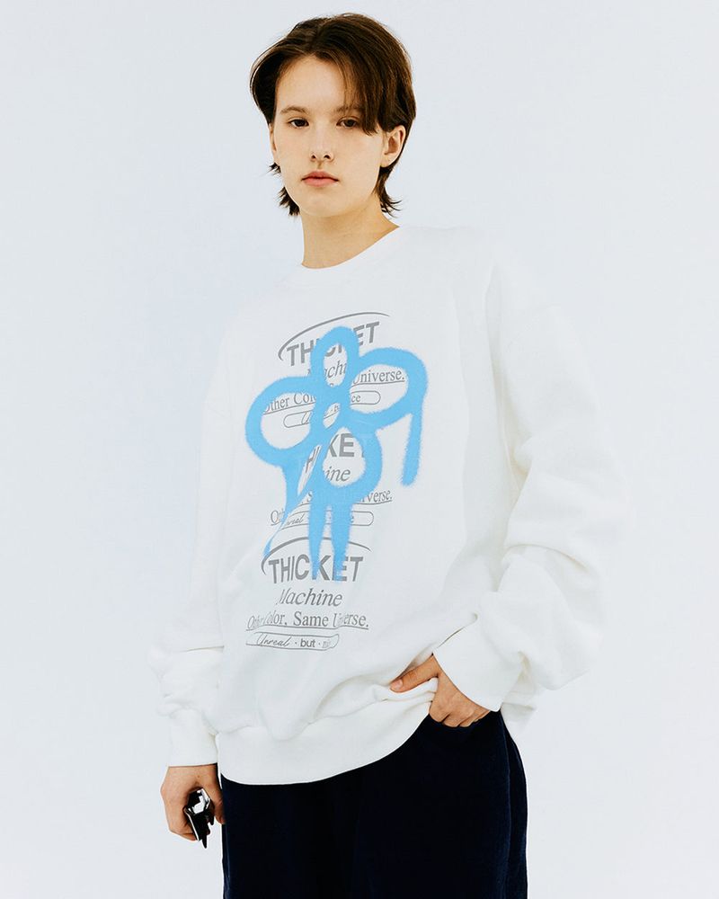 THICKET MACHINE FLOWER SWEATSHIRT-WHITE