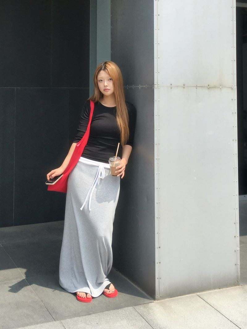 Salt line waist maxi skirt (4c)