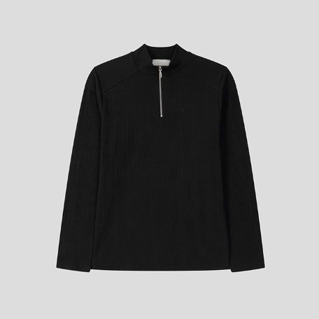 Jireon Half Zip-Up Ribbed Long Sleeve T-Shirt