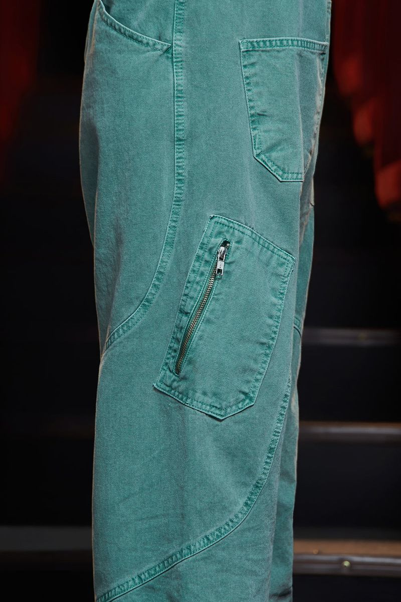 DYED ZIP CARGO PANTS / EMERALD