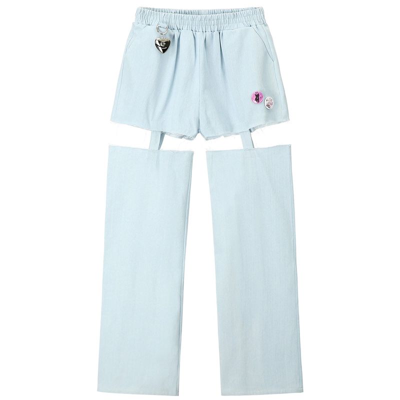 1 1 denim cut out pants - LIGHT BLUE