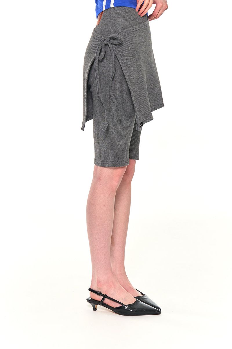 BIKER LAP SKIRT SHORTS (CHARCOAL)