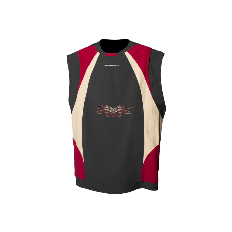  RELABEL Time Element (Overlay & Spread) Double Layered Mesh Patchwork Nylon Colour Block Sports Tank Top