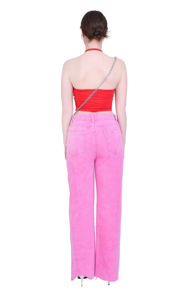 2-way halter span crop sleeveless top (red)