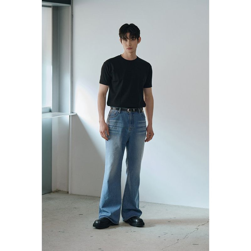 [Muscle fit] Cool curve half t-shirts(Black)