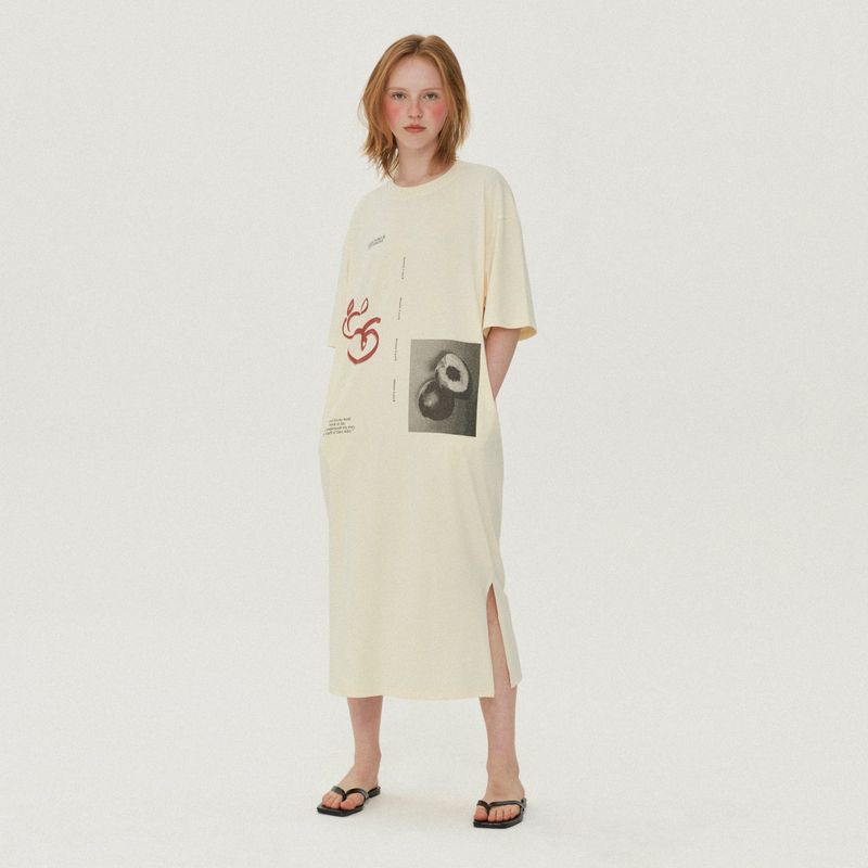 Between A and B（ビットウィーンエーアンドビー）の「GRAPHIC JERSEY MAXI DRESS_CREAM（Dresses）」
