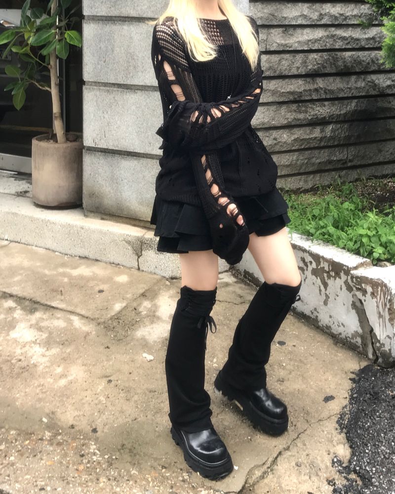 vintage punk damage long knitwear