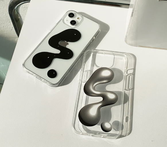 Metallic Object black Transparent Phone Case