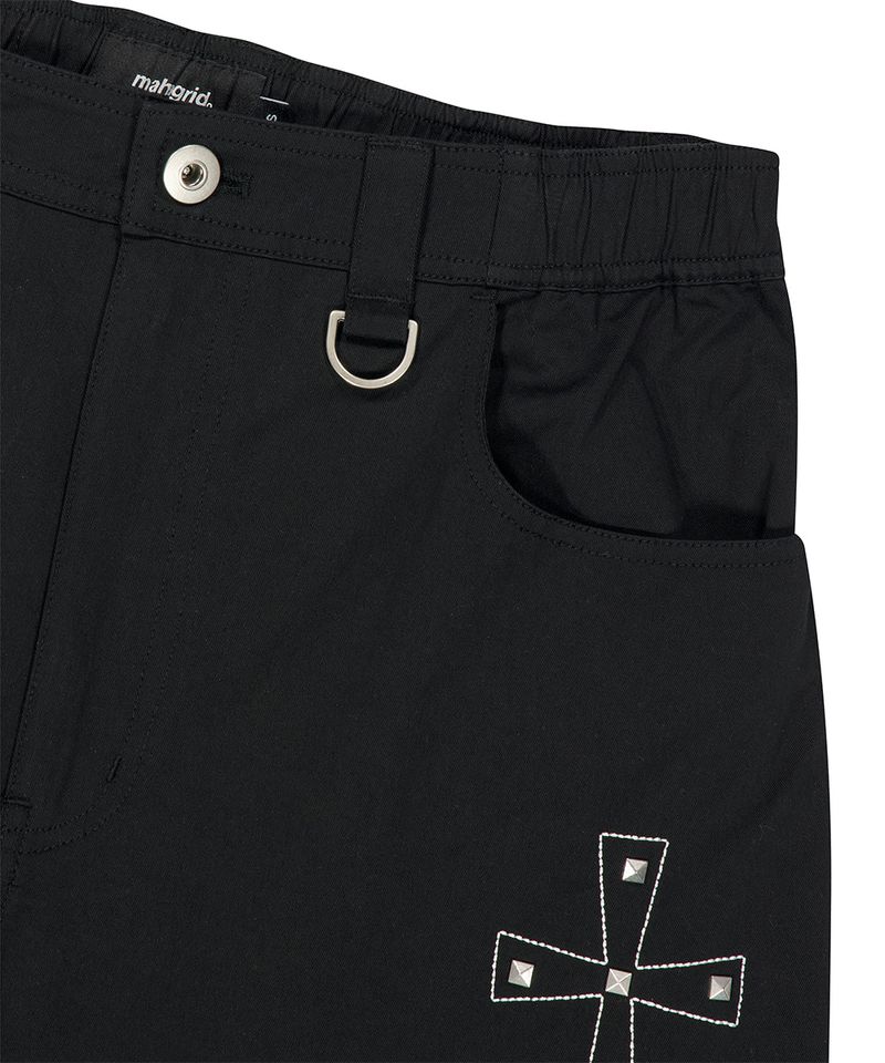 CROSS STUD TWILL SHORTS_BLACK