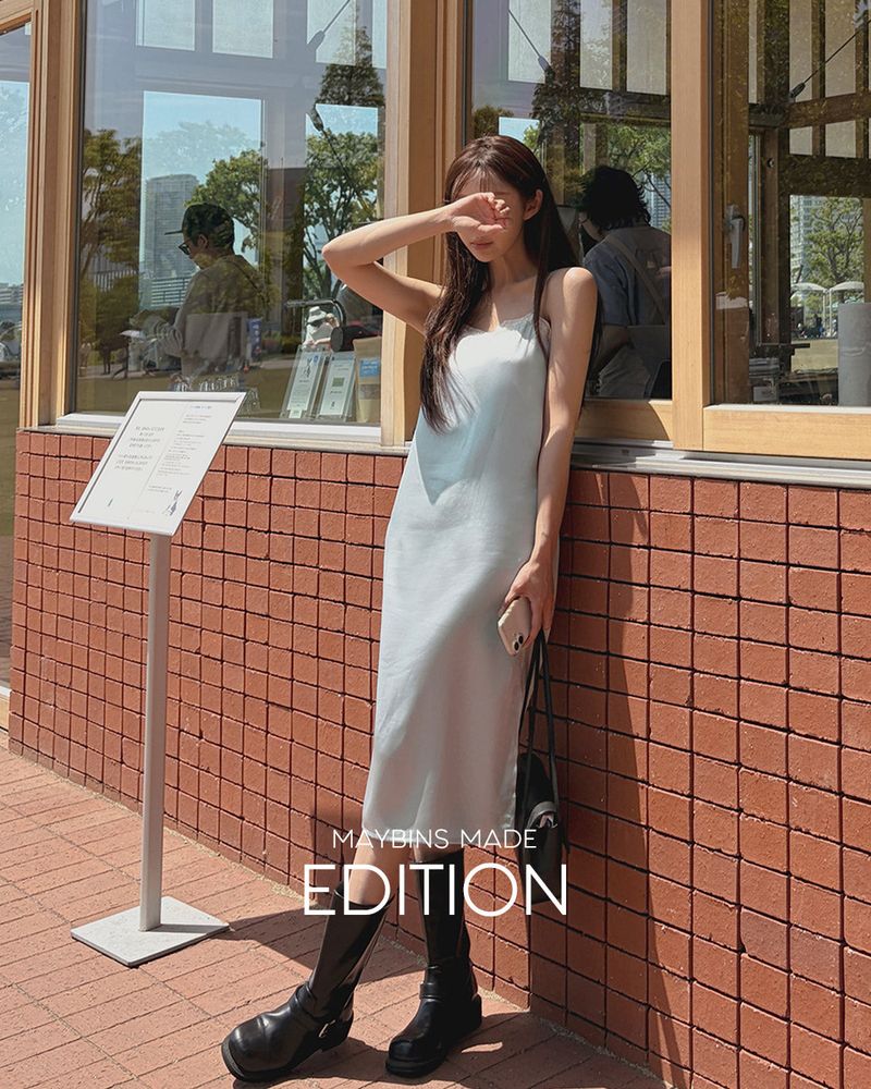 [MADE] Chami satin lace slit dress