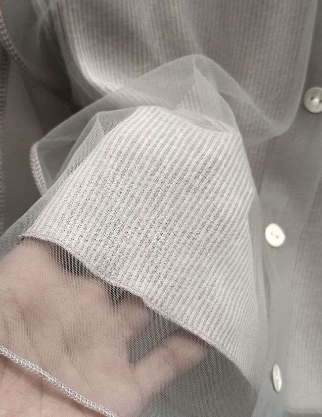 Folden Mesh Layered Collar Tee