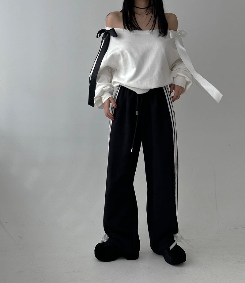 Ribbon Track Wide Pants