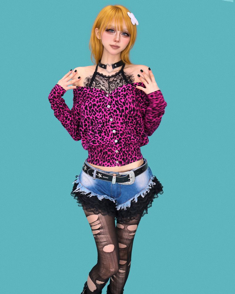 devil lace denim shorts