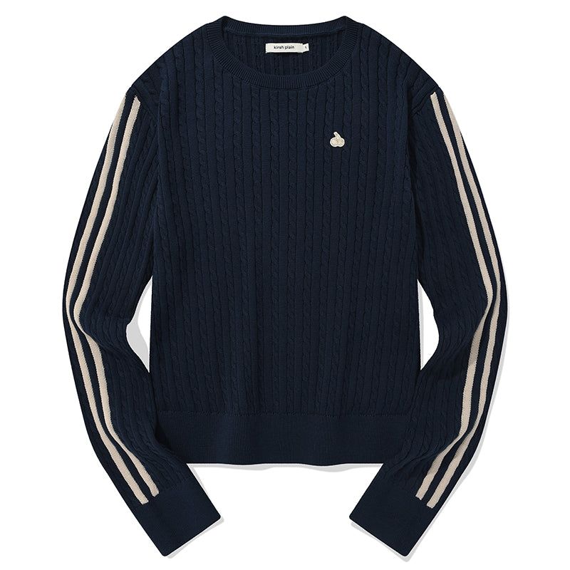 KIRSH PLAIN LINE POINT CABLE KNIT [NAVY]