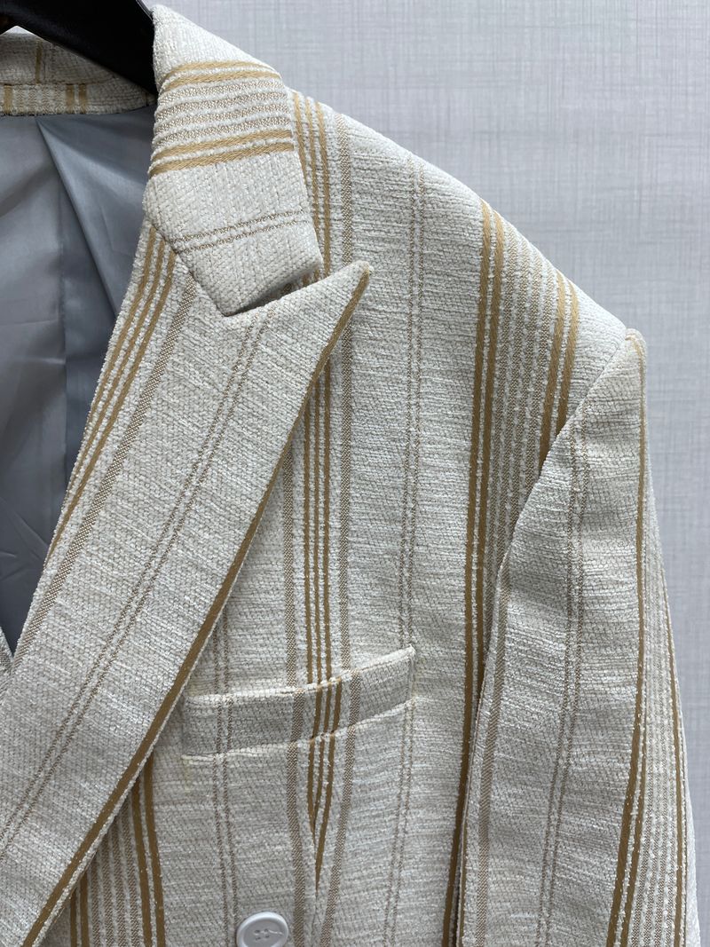 Creamy Gold Line and Black Pattern Suit