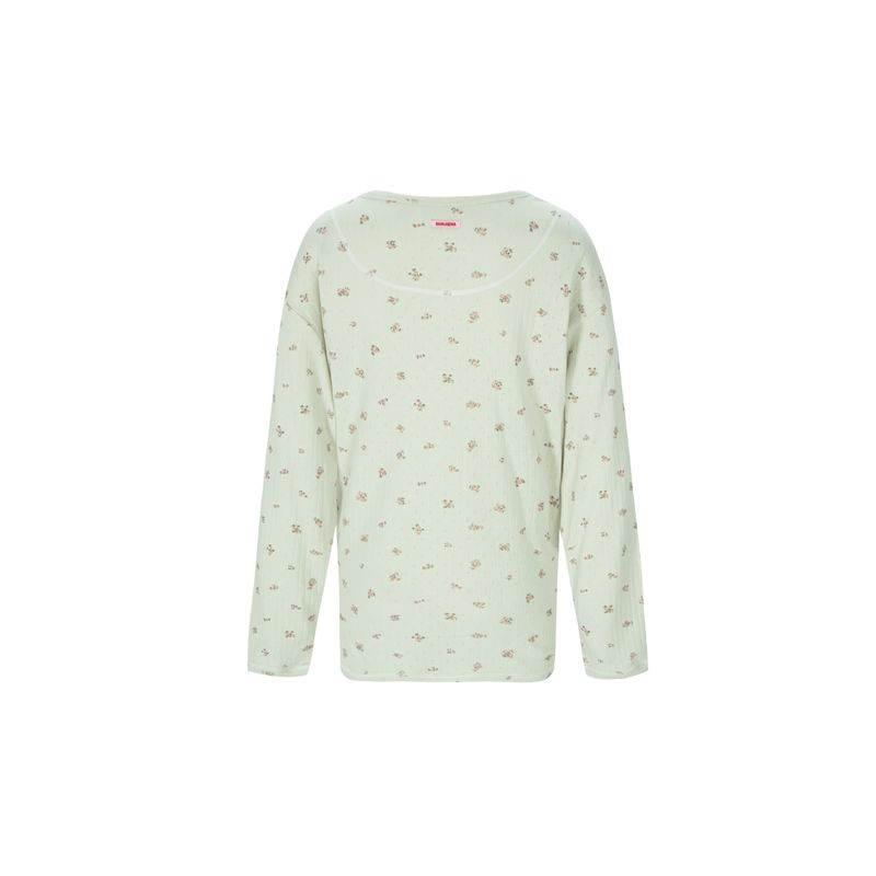 cottage long sleeve mint flower