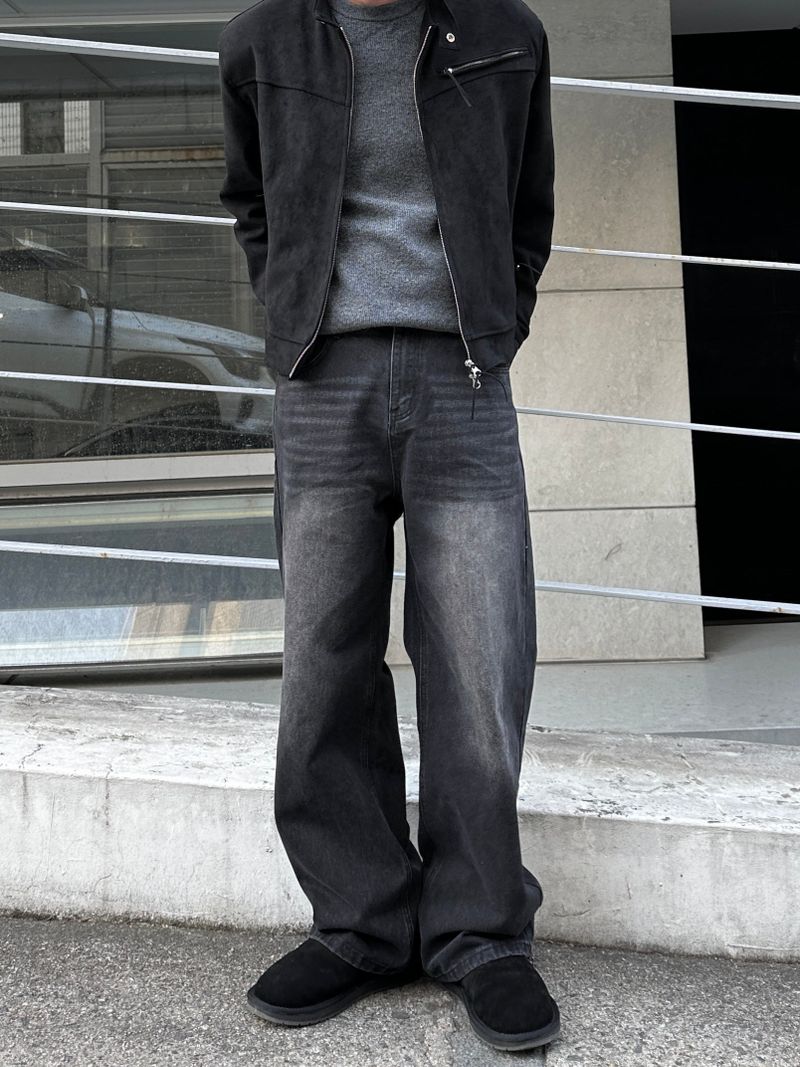 WHAT A LOOK（ワット ア ルック）の「ハーフバンディングウォッシュワイドデニム（パンツ）」