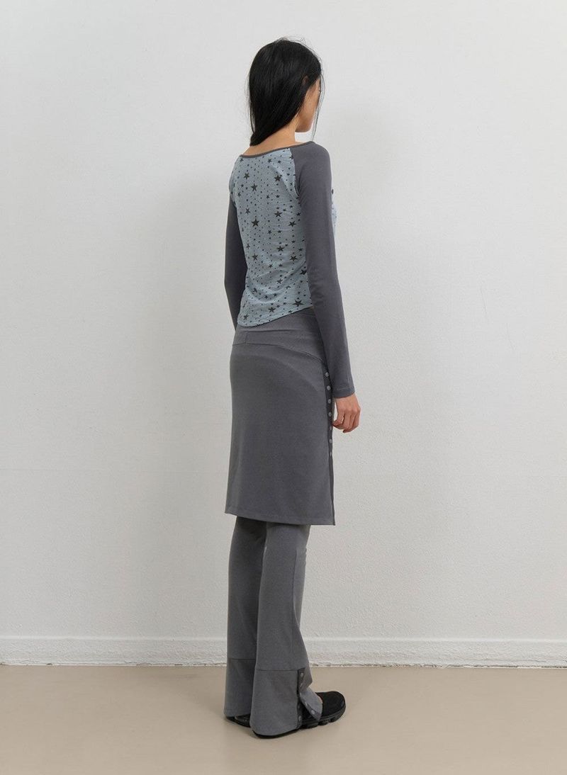 Star Reglan Long Sleeve / Mint Grey