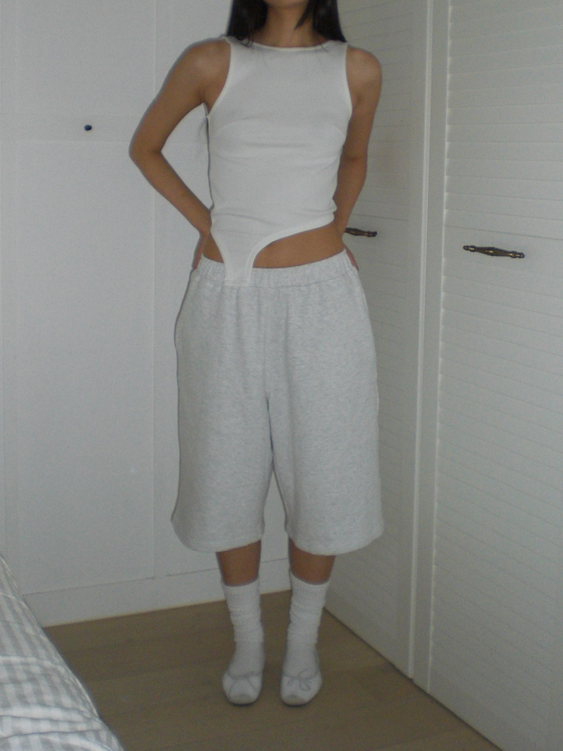 Bermuda sweat pants [White melange]