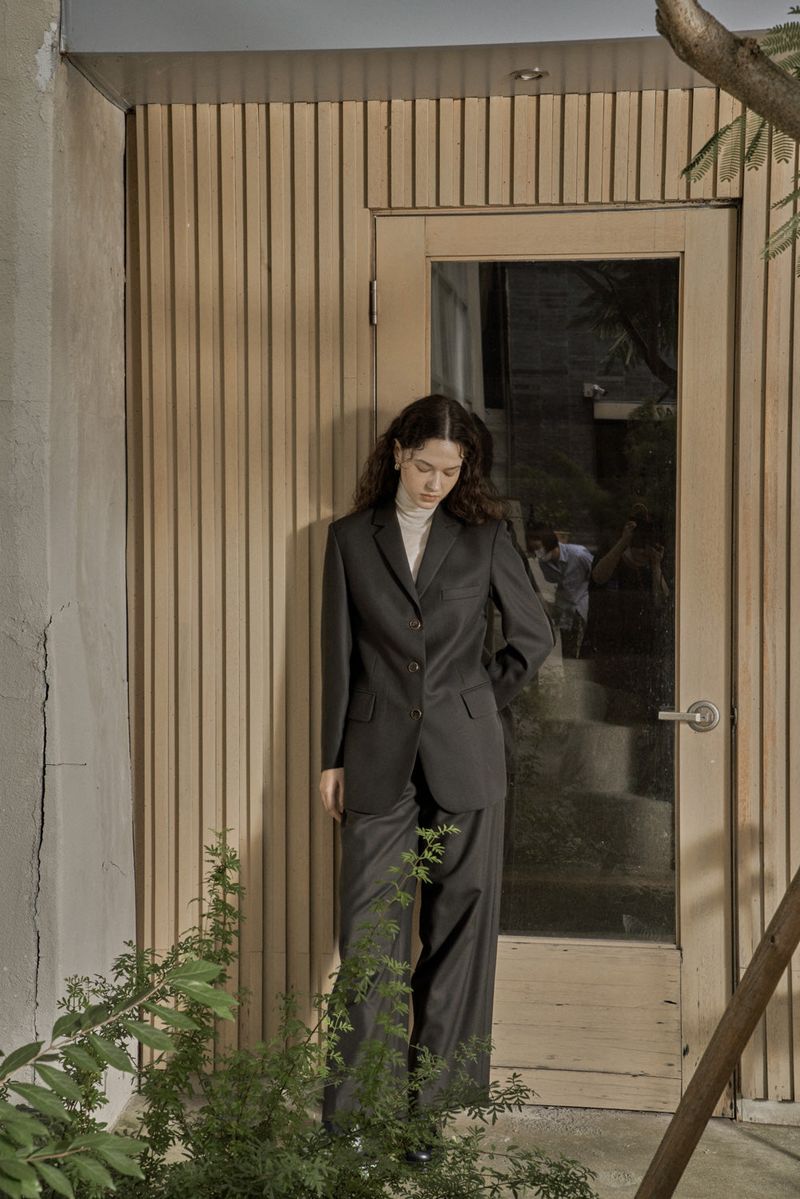 WOOL TWILL SETUP JACKET_DEEP KAHKI
