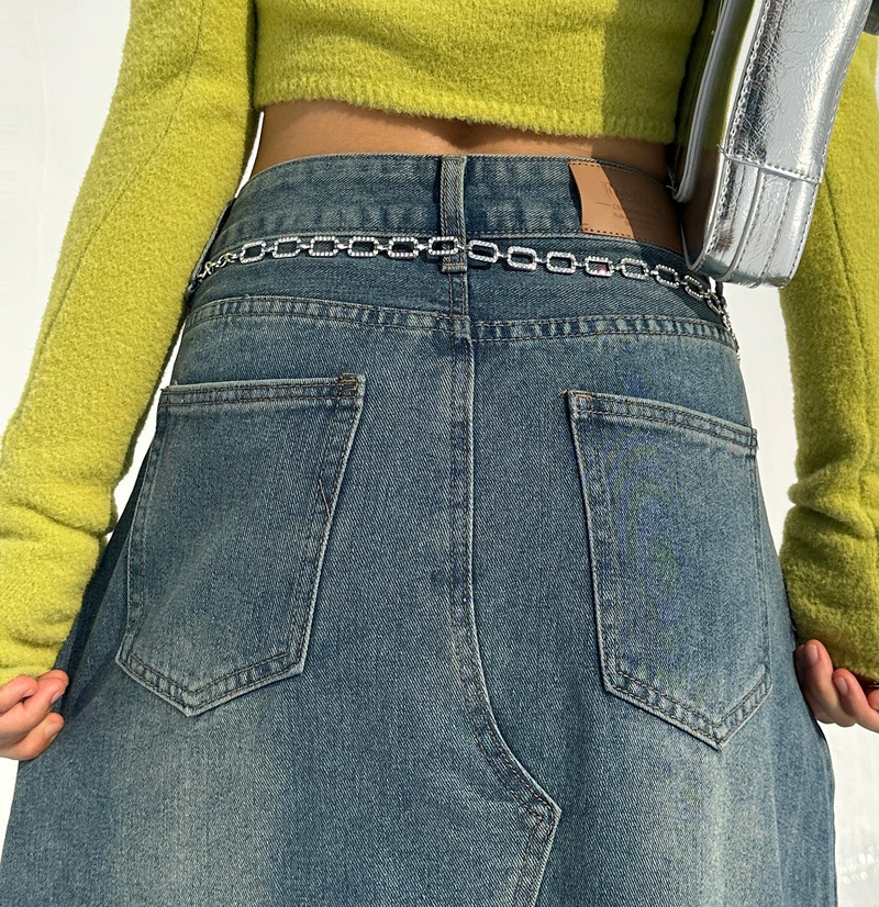 Y2K PEARL SILVER CHAIN BELT