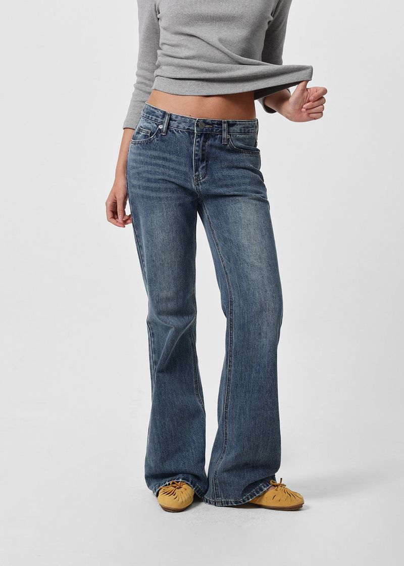 [B-DENIM] LOW NON SPAN BOOTS-CUT JEANS 057