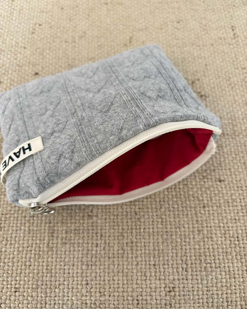 Love embo flat pouch - gray , S size