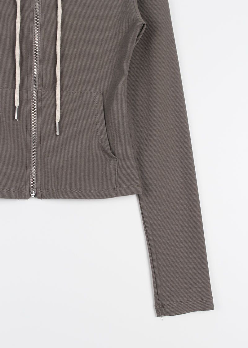 RIB SLIM HOOD ZIP-UP