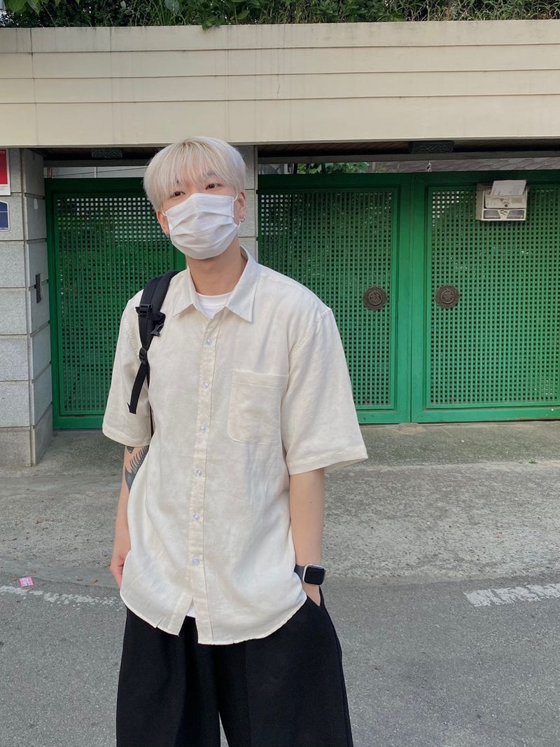 Basic linen short sleeve shirt 4C