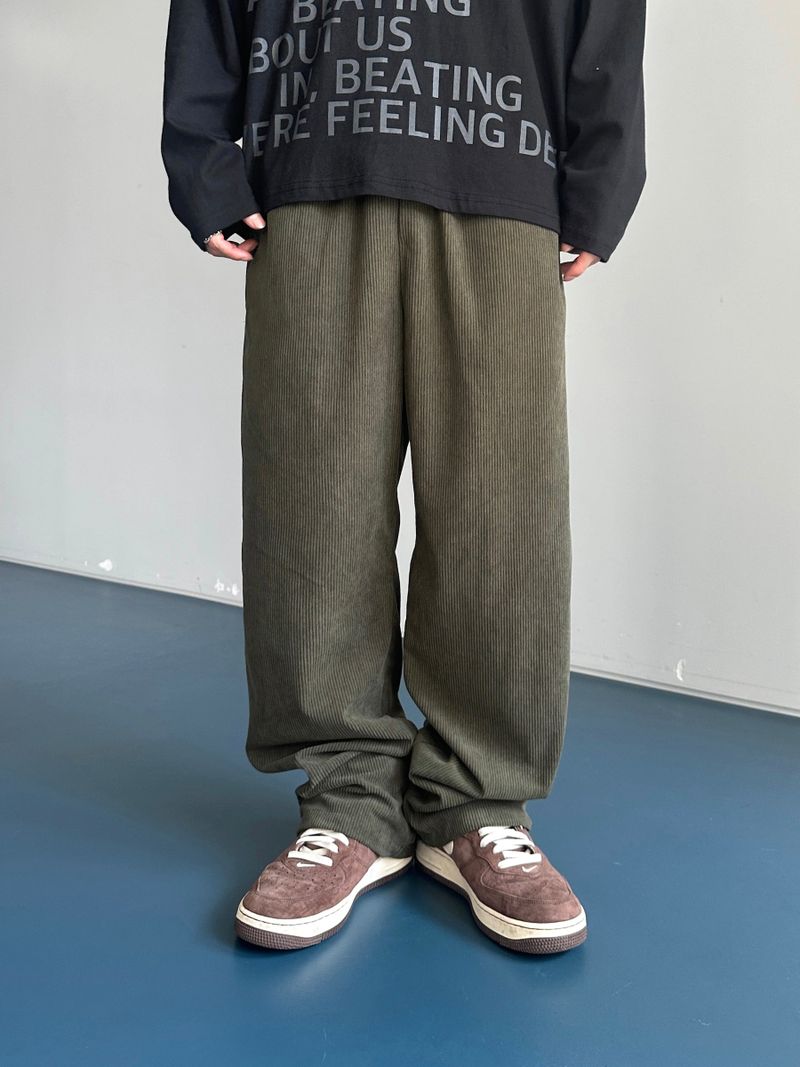 Twill Basic Golden Wide Pants 7C