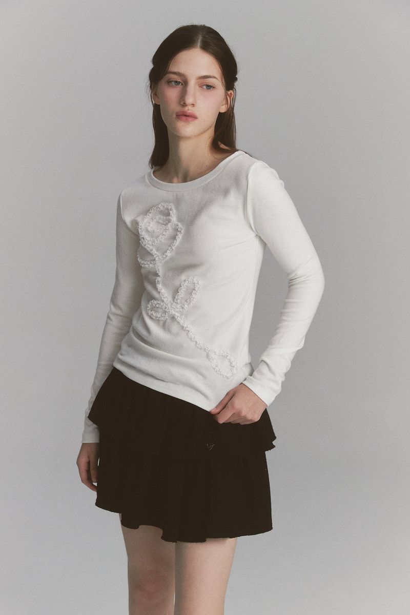 Lace Rose Long Sleeve Ivory