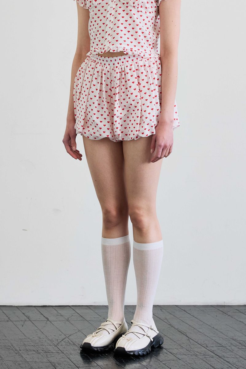 MINI HEART BALLOON SKIRT PANTS / WHITE