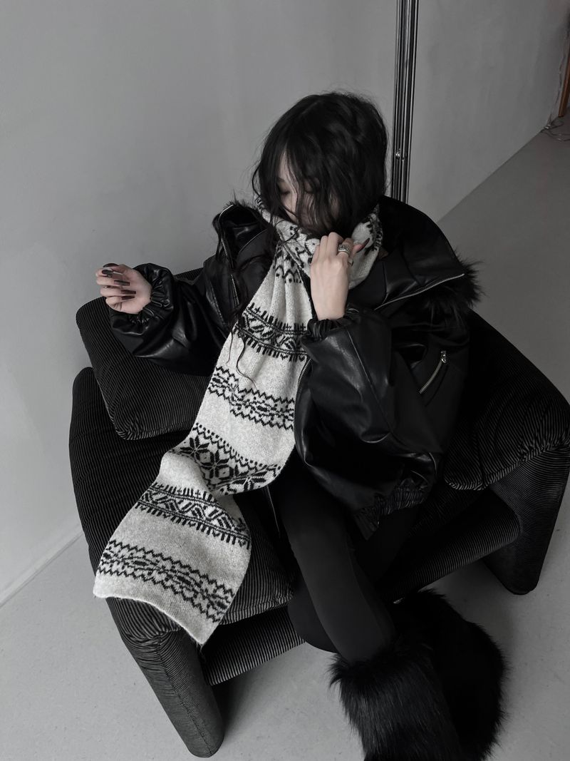 winter jacquard contrast muffler (4color)